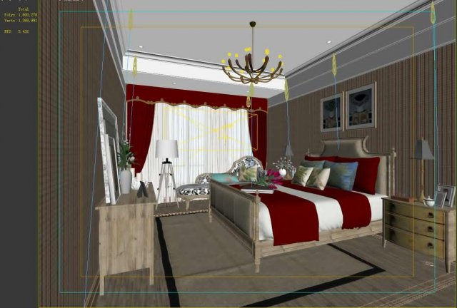 stylish bedroom complete 138 Modelo 3D .c4d .max .obj .3ds .fbx .stl .blend
