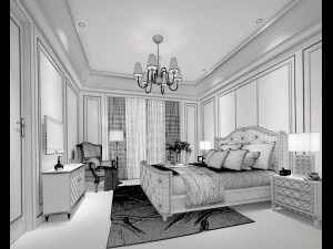 stylish bedroom complete 138 3D Model