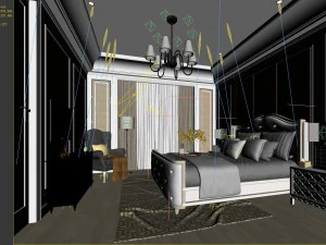 stylish bedroom complete 138 3D Model
