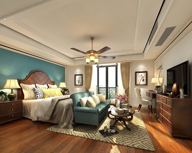 stylish bedroom complete 139 Modelo 3D .c4d .max .obj .3ds .fbx .stl .blend 