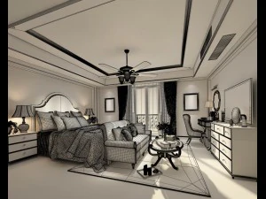 stylish bedroom complete 139 3D Model