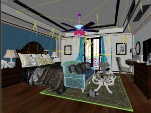 stylish bedroom complete 139 3D Model