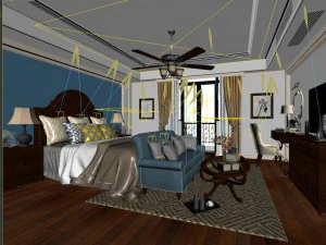 stylish bedroom complete 139 3D Model