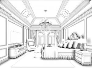 stylish bedroom complete 140 3D Model