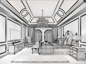stylish bedroom complete 140 Modelo 3D