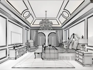 stylish bedroom complete 140 3D Model