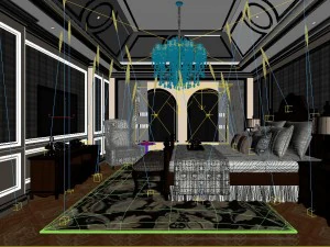 stylish bedroom complete 140 3D Model