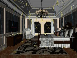 stylish bedroom complete 140 3D Model