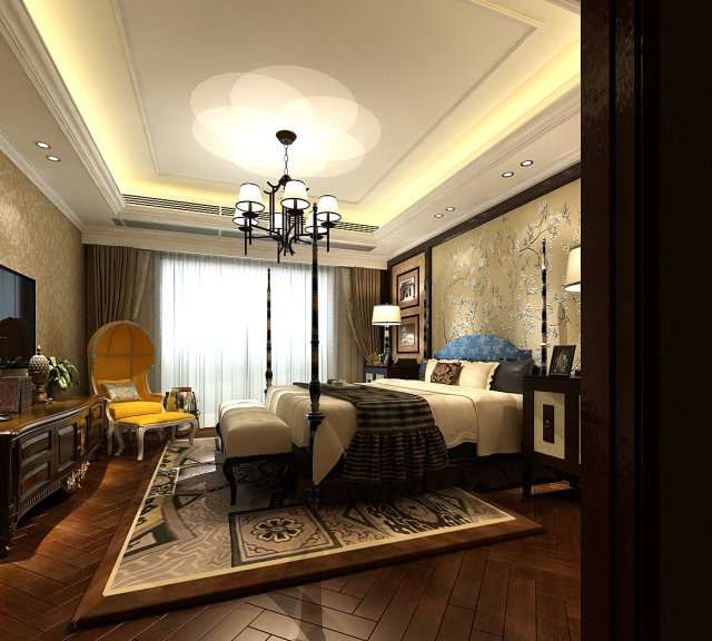 stylish bedroom complete 141 3D Модель .c4d .max .obj .3ds .fbx .stl .blend 
