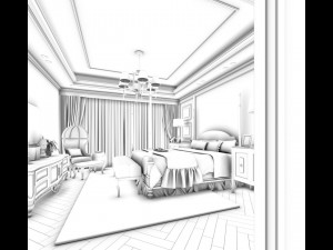 stylish bedroom complete 141 3D Модель