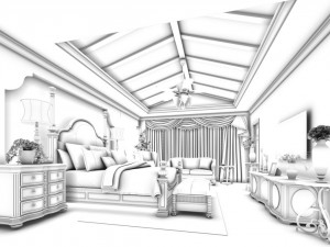 stylish bedroom complete 142 3D Model