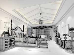 stylish bedroom complete 142 3D Model