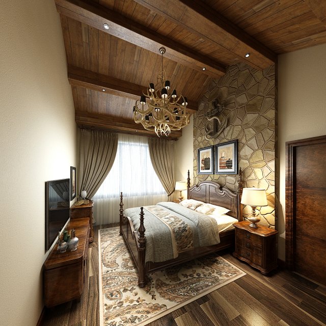 stylish bedroom complete 143 Modelo 3D .c4d .max .obj .3ds .fbx .stl .blend 
