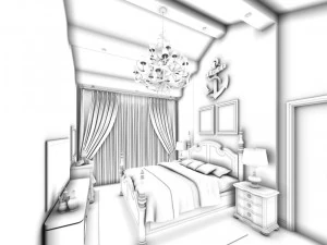 stylish bedroom complete 143 3D Model