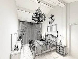 stylish bedroom complete 143 3D Model