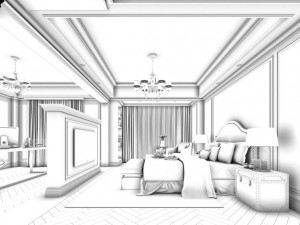 stylish bedroom complete 144 3D Model