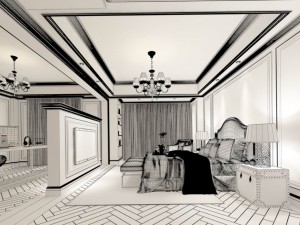 stylish bedroom complete 144 3D Model