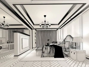 stylish bedroom complete 144 3D Model