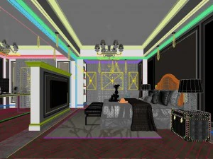 stylish bedroom complete 144 3D Model