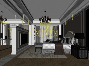stylish bedroom complete 144 3D Model