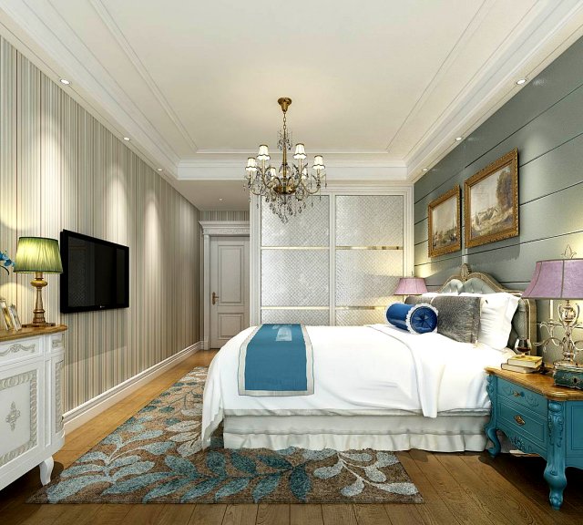 stylish bedroom complete 145 Modello 3D .c4d .max .obj .3ds .fbx .stl .blend 
