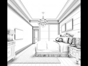 stylish bedroom complete 145 3D Model
