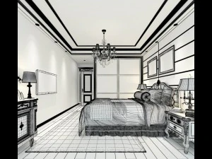 stylish bedroom complete 145 3D Model