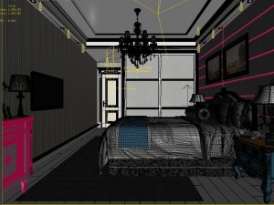 stylish bedroom complete 145 Modello 3D