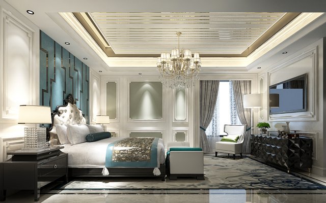 stylish bedroom complete 146 Model 3D .c4d .max .obj .3ds .fbx .stl .blend