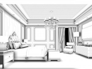 stylish bedroom complete 146 Model 3D
