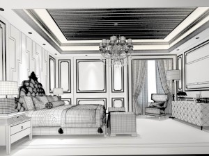 stylish bedroom complete 146 Model 3D