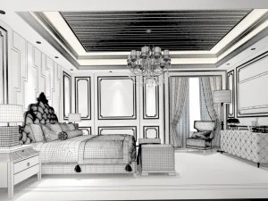 stylish bedroom complete 146 3D Model
