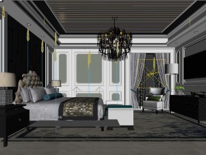 stylish bedroom complete 146 Model 3D