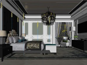 stylish bedroom complete 146 3D Model