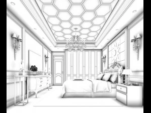 stylish bedroom complete 147 3D Model