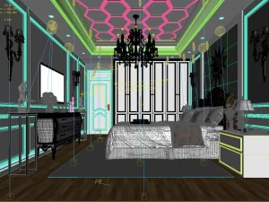 stylish bedroom complete 147 3D Model