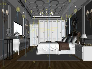 stylish bedroom complete 147 3D Model