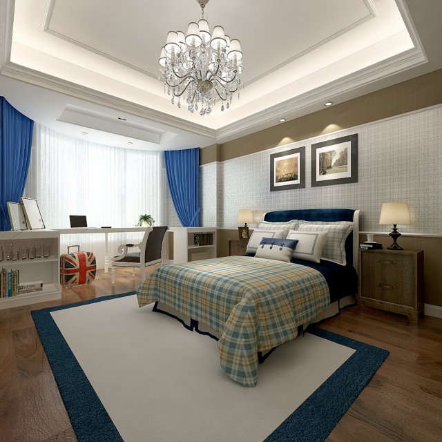 stylish bedroom complete 148 Modèle 3D .c4d .max .obj .3ds .fbx .stl .blend 