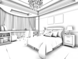 stylish bedroom complete 148 3D Model