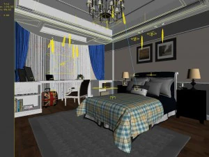 stylish bedroom complete 148 3D Model