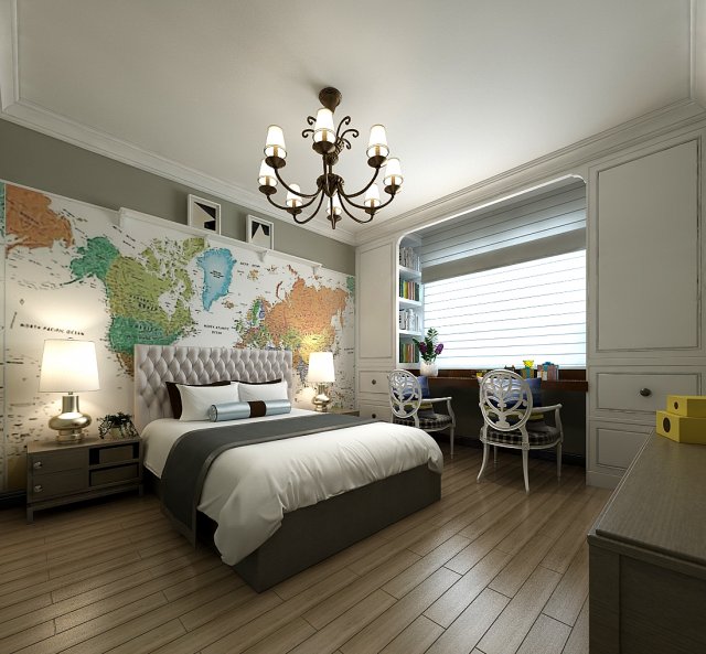 stylish bedroom complete 149 3D Модель .c4d .max .obj .3ds .fbx .stl .blend 