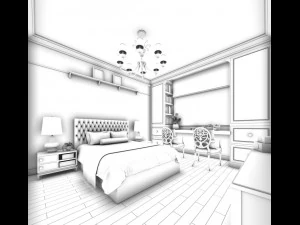 stylish bedroom complete 149 3D Model
