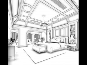 stylish bedroom complete 150 3D Модель
