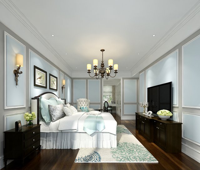 stylish bedroom complete 151 3D Модель .c4d .max .obj .3ds .fbx .stl .blend 