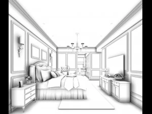 stylish bedroom complete 151 3D Model