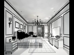 stylish bedroom complete 151 3D Model