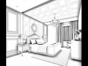 stylish bedroom complete 152 Modelo 3D