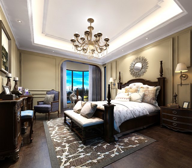 stylish bedroom complete 153 3D Model .c4d .max .obj .3ds .fbx .stl .blend 