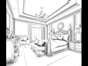 stylish bedroom complete 153 3D Model