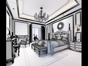 stylish bedroom complete 153 3D Model